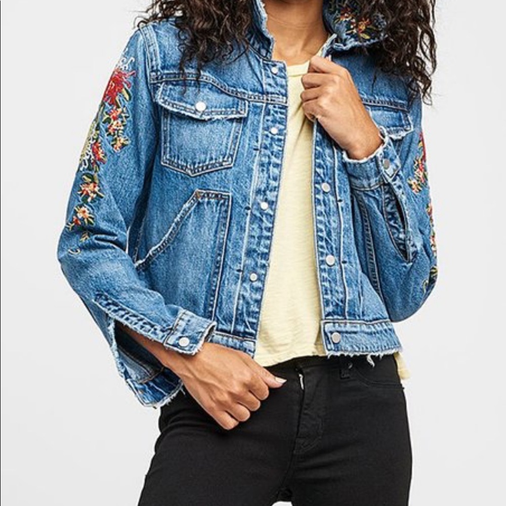 Hudson floral embroidered denim jean jacket